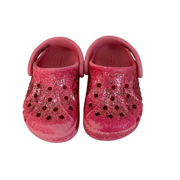 Crocs kids glitter pink size Childs 5 Great Used Condition - Picture 2 of 12